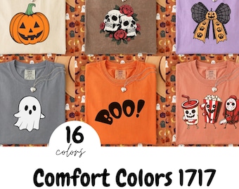 Comfort Colors C1717 Tシャツ ハロウィン モックアップ バンドル 16個入り CC 1717 Tシャツ モックアップ バンドル ボヘミアン風 不気味なハロウィンシャツ モックアップ