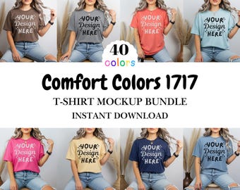 Comfort Colors 1717 Female Mockup Bundle - Boho Lifestyle CC1717 Mocks - Instant Download - 40 Color