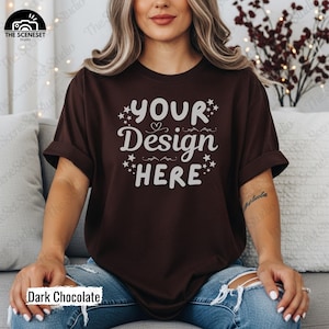 Gildan 64000 Tshirt Mockup Bundle, G640 T-Shirt Mock-up Bundle, Real Model Mock, Neutral Simple Spring Summer Gildan 640 Tee Shirt Mocks image 8