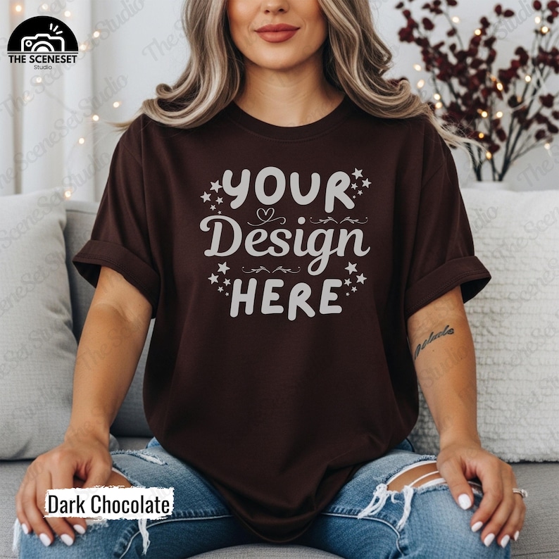 Gildan 64000 Tshirt Mockup Bundle, G640 T-Shirt Mock-up Bundle, Real Model Mock, Neutral Simple Spring Summer Gildan 640 Tee Shirt Mocks image 8