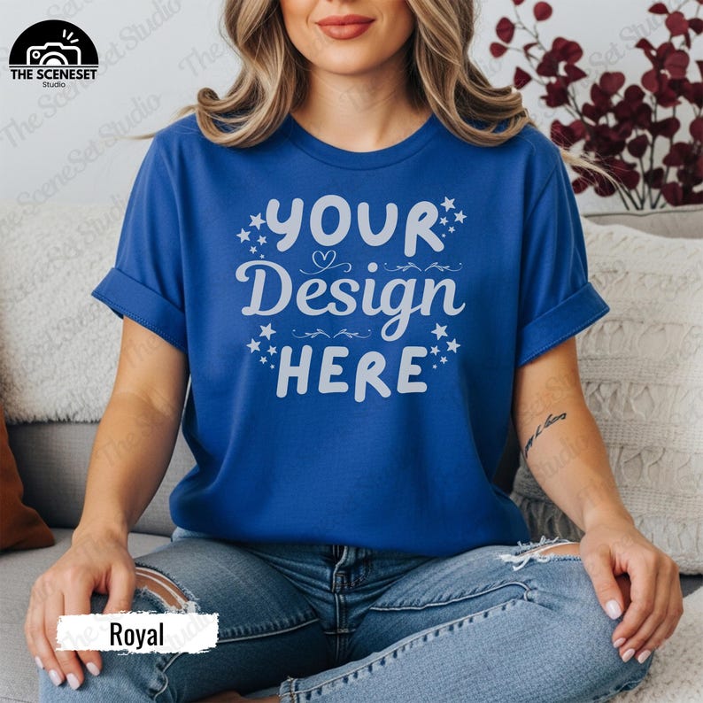 Gildan 64000 Tshirt Mockup Bundle, G640 T-Shirt Mock-up Bundle, Real Model Mock, Neutral Simple Spring Summer Gildan 640 Tee Shirt Mocks image 11