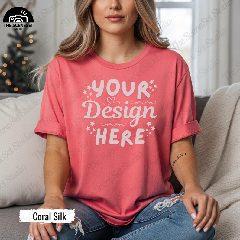 Gildan 64000 Tshirt Mockup Bundle, G640 T-Shirt Mock-up Bundle, Real Model Mock, Neutral Simple Spring Summer Gildan 640 Tee Shirt Mocks image 7