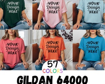 Gildan 64000 Tshirt Mockup Bundle, G640 T-Shirt Mock-up Bundle, Real Model Mock, Neutral Simple Spring Summer Gildan 640 Tee Shirt Mocks
