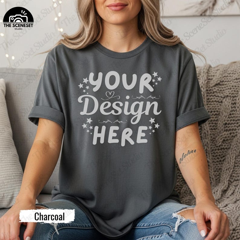 Gildan 64000 Tshirt Mockup Bundle, G640 T-Shirt Mock-up Bundle, Real Model Mock, Neutral Simple Spring Summer Gildan 640 Tee Shirt Mocks image 9
