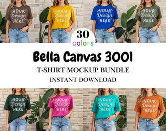30x Bella Canvas 3001 T-Shirt Mockup Bundle - 30 Colors - Instant Download