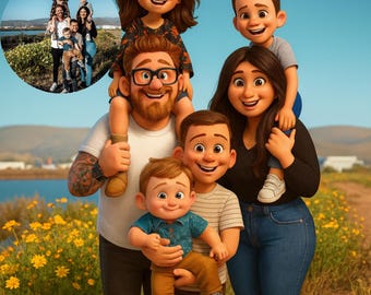Pixar Style Portrait from Photo, Couple, Family, Pet Gift, Animated Style Portraits, Digital 3D Portrait, Gift, Digital Pixar Art