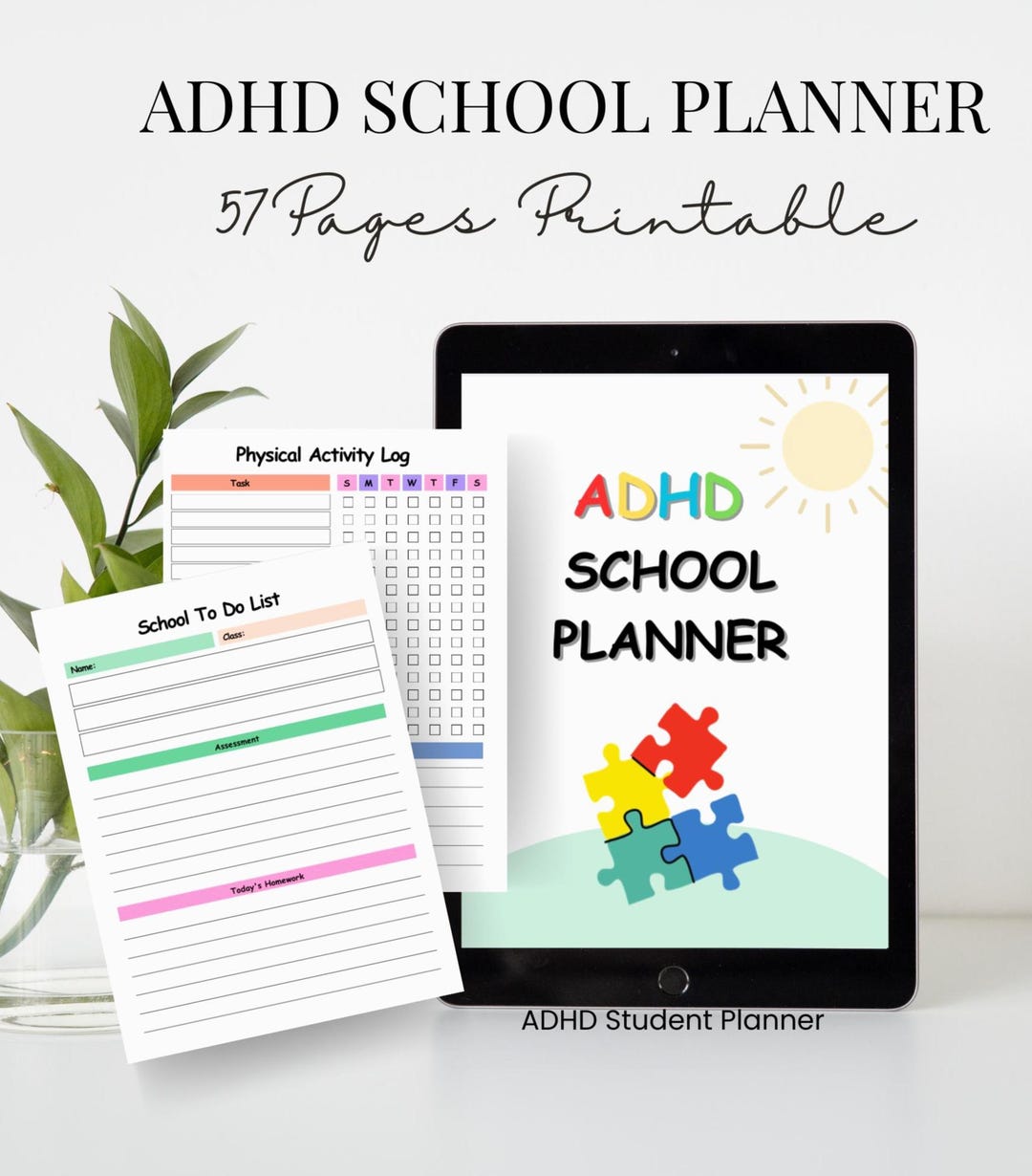 ADHD Planner for Student | Printable Study Organizer (PDF Download ...