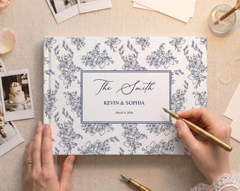 Libro degli ospiti personalizzato in lino per matrimoni, elegante album fotografico personalizzato per il ricevimento, regalo ricordo unico per gli sposi.