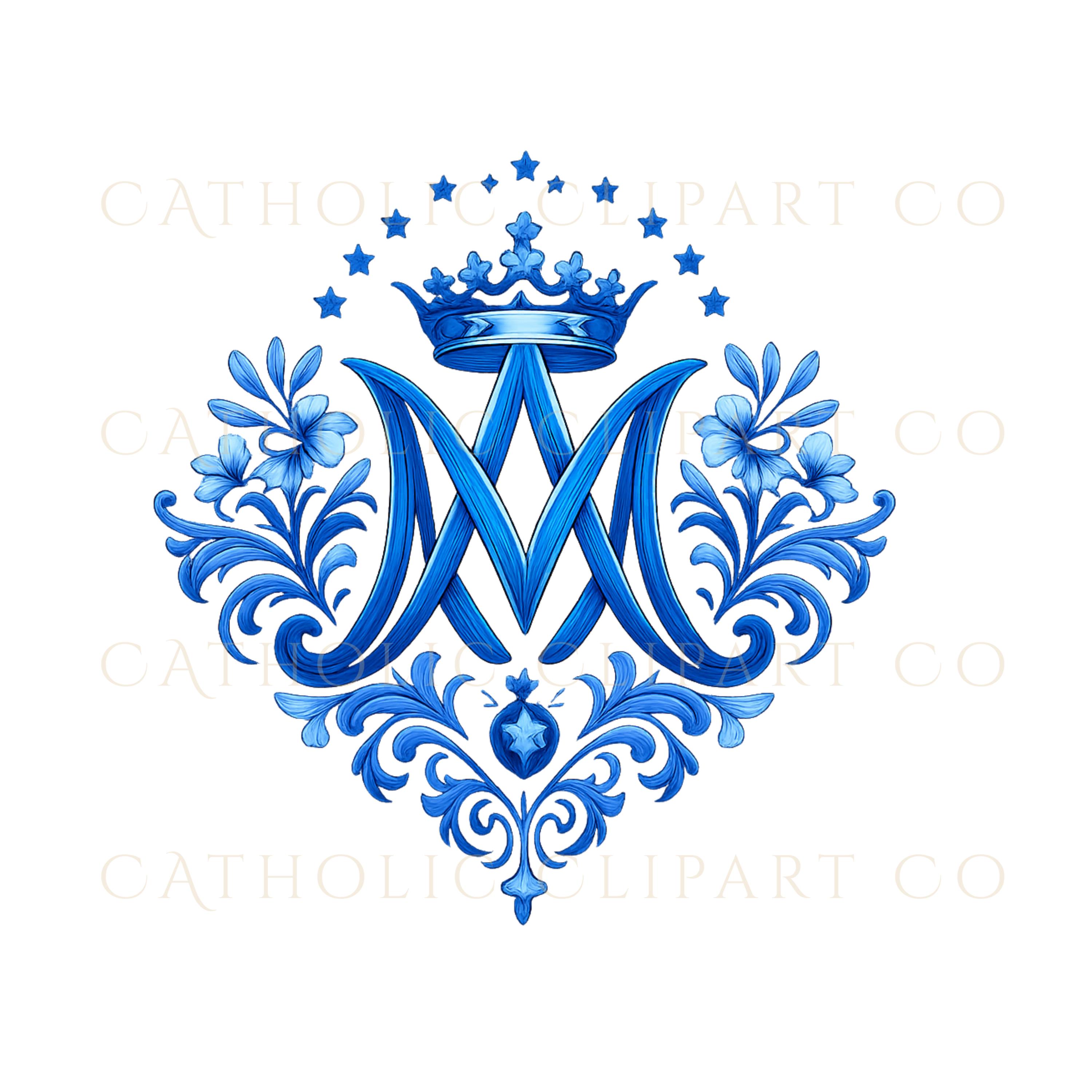 Auspice of Mary Clipart, Marian Monogram Clipart, Catholic Marian ...