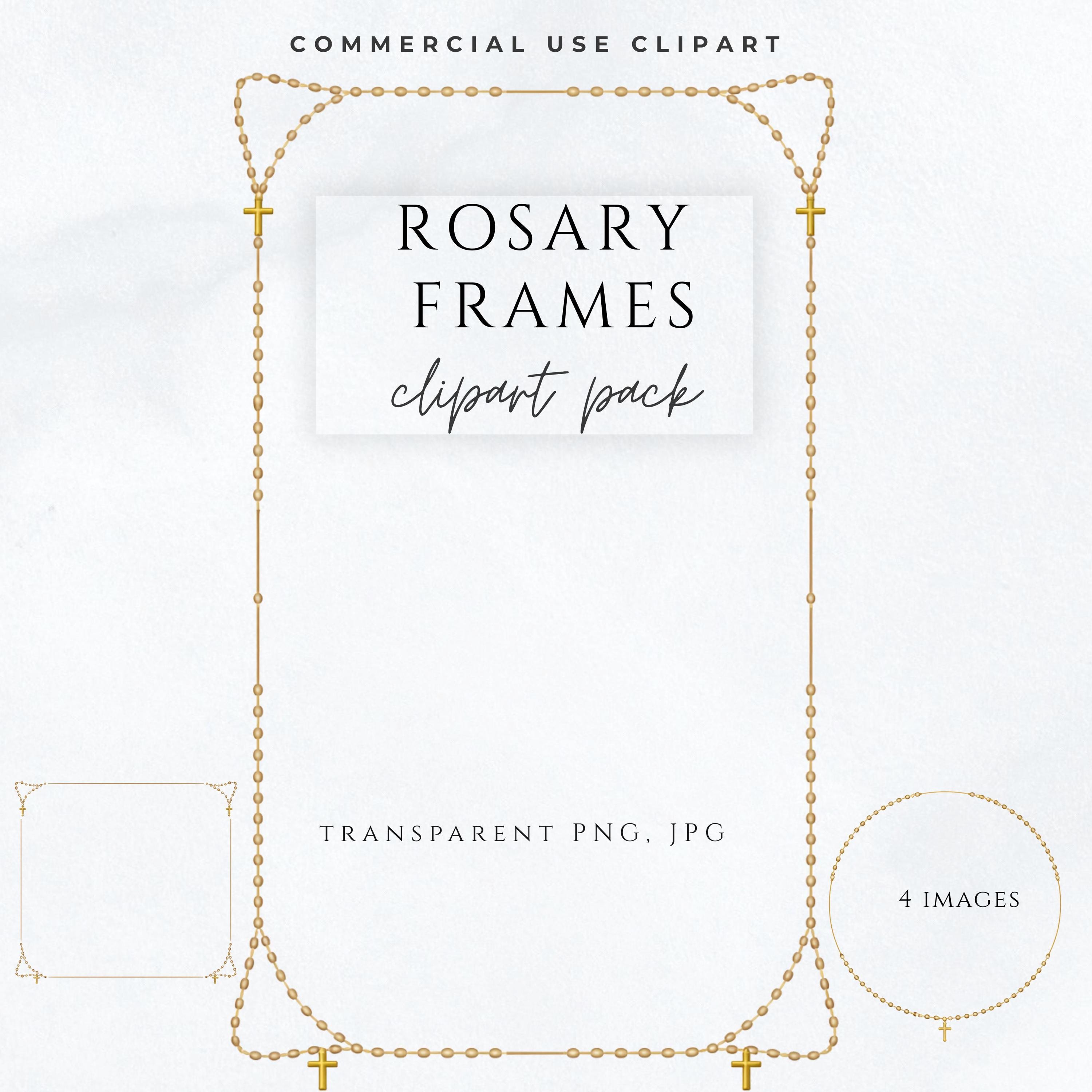 Rosary Frame Clipart PNG | Gold Catholic Rosary Border Frames ...