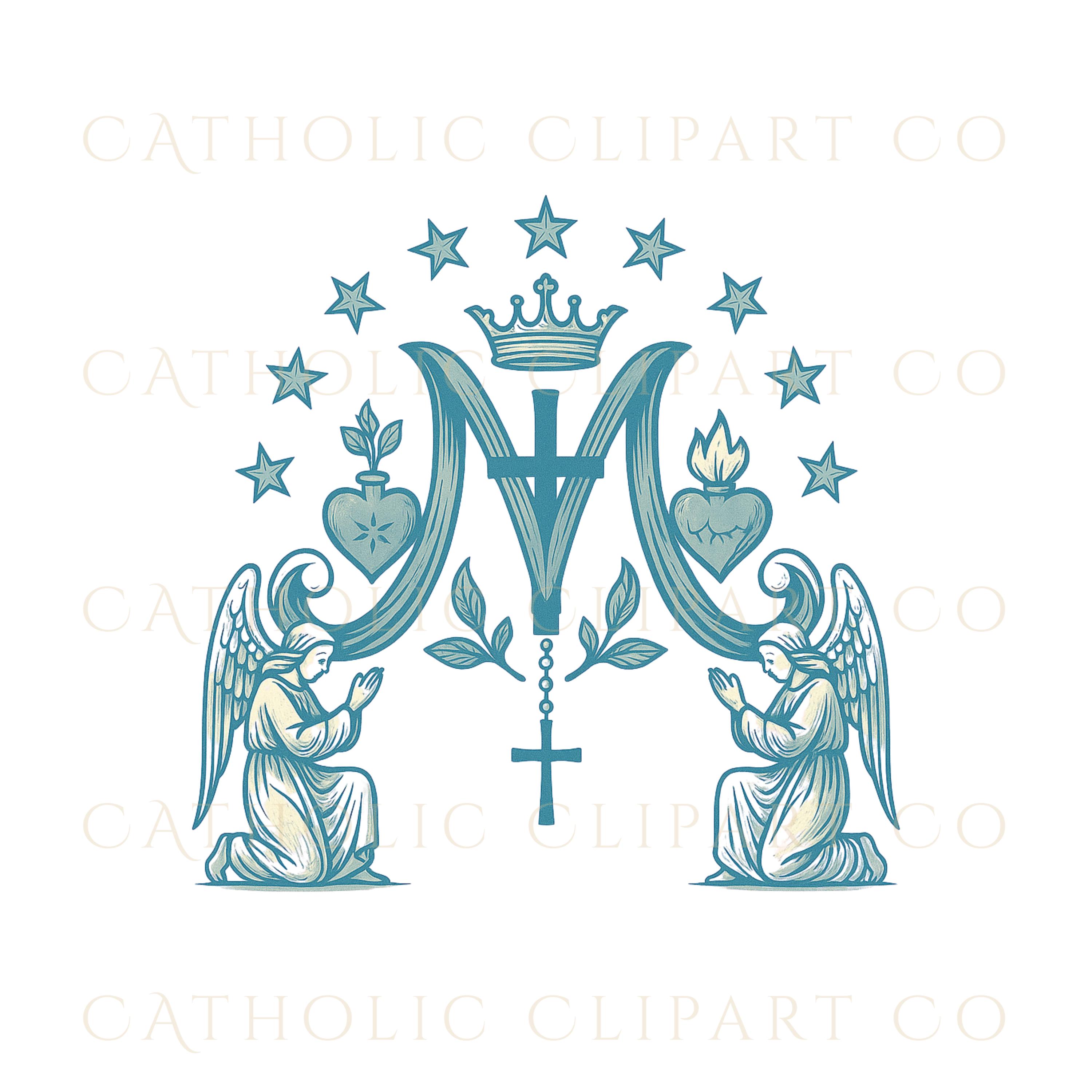 Auspice of Mary Clipart, Marian Monogram PNG SVG, Catholic M Symbol ...