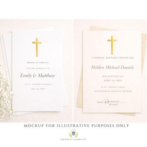 Catholic watercolor sacraments clipart for church certificates and invitations | Clipart de sacramentos católicos en acuarela para certificados e invitaciones