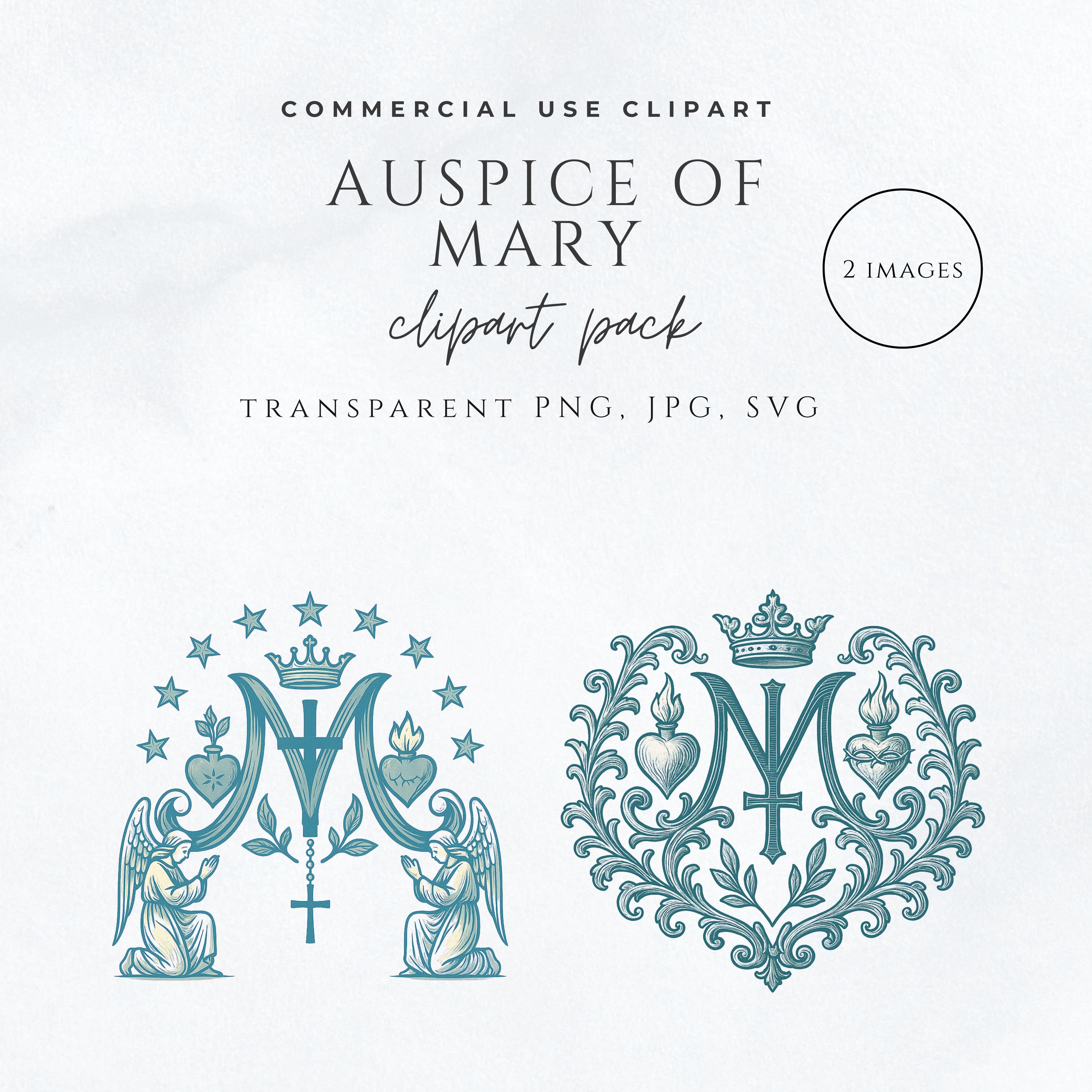 Auspice of Mary Clipart, Marian Monogram PNG SVG, Catholic M