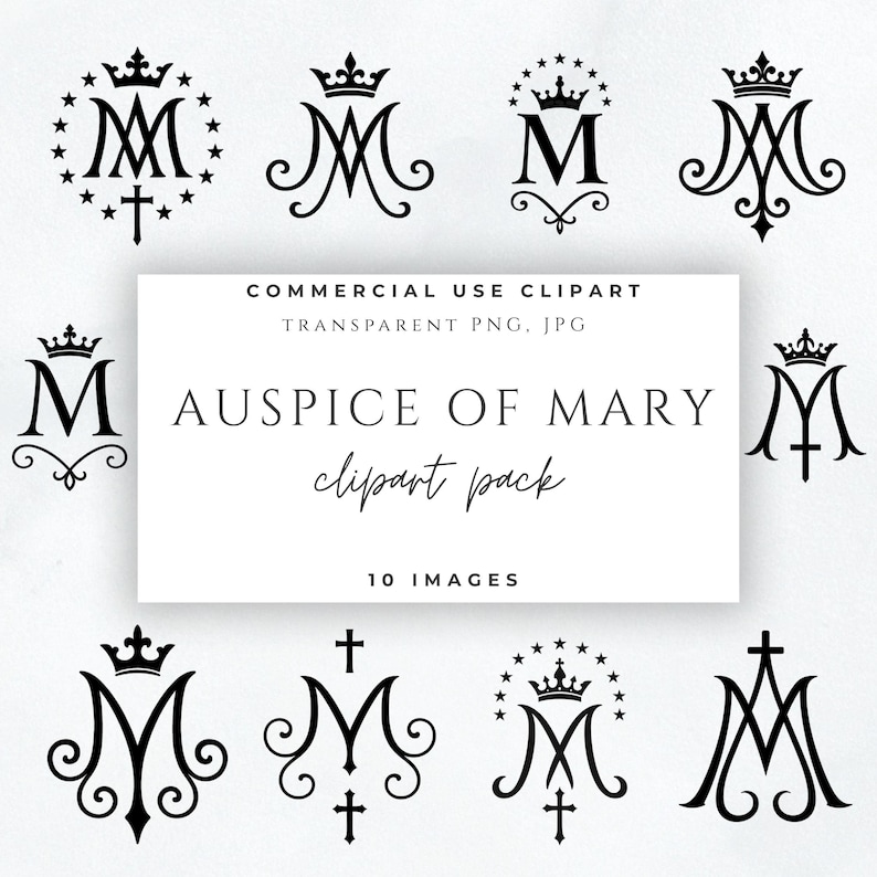 Black Marian Monogram Clipart PNG | Catholic Auspice of Mary M Logo ...