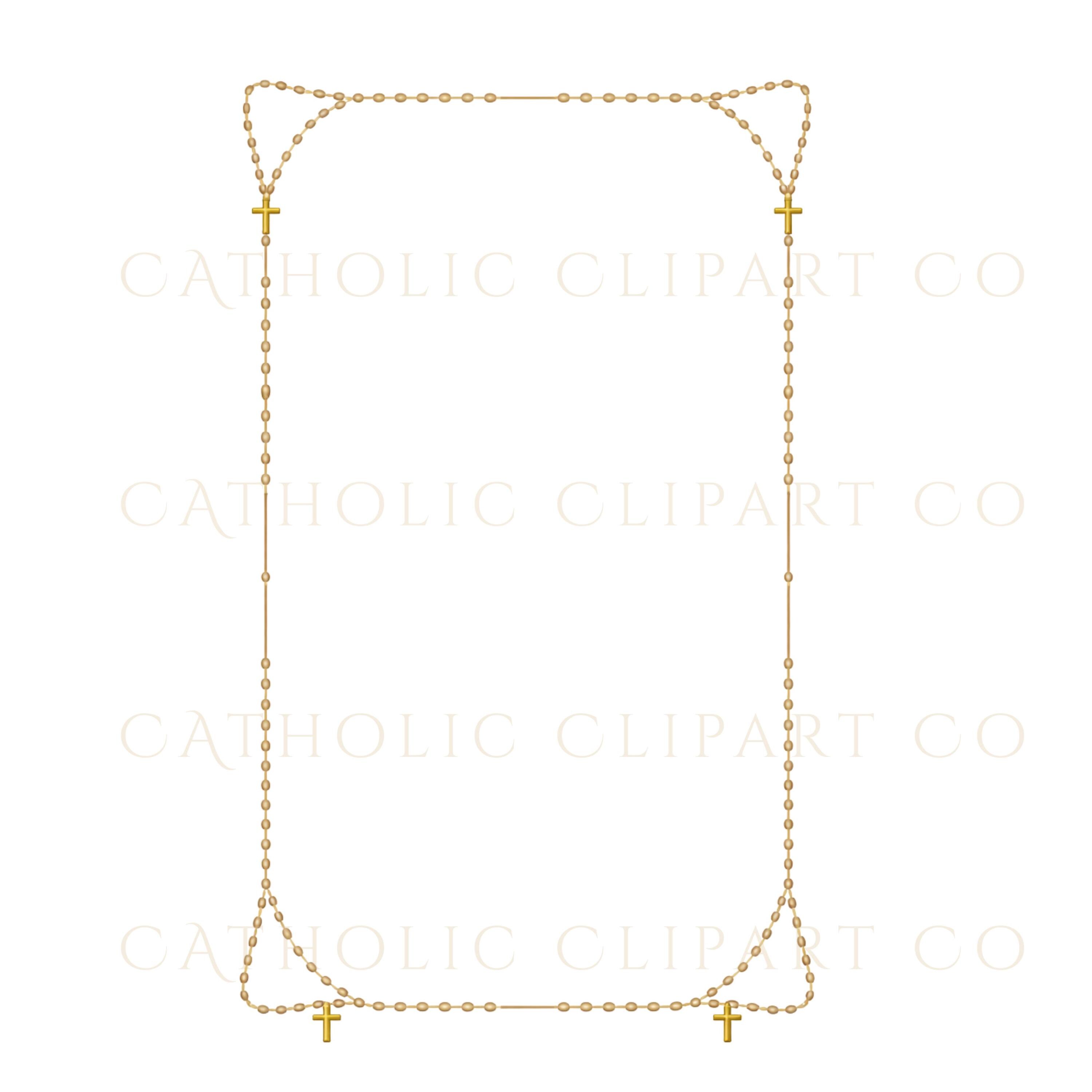 Rosary Frame Clipart PNG | Gold Catholic Rosary Border Frames ...