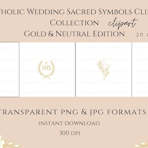 Sacred Heart wedding crest in gold line art • Escudo del Sagrado Corazón en estilo de líneas doradas