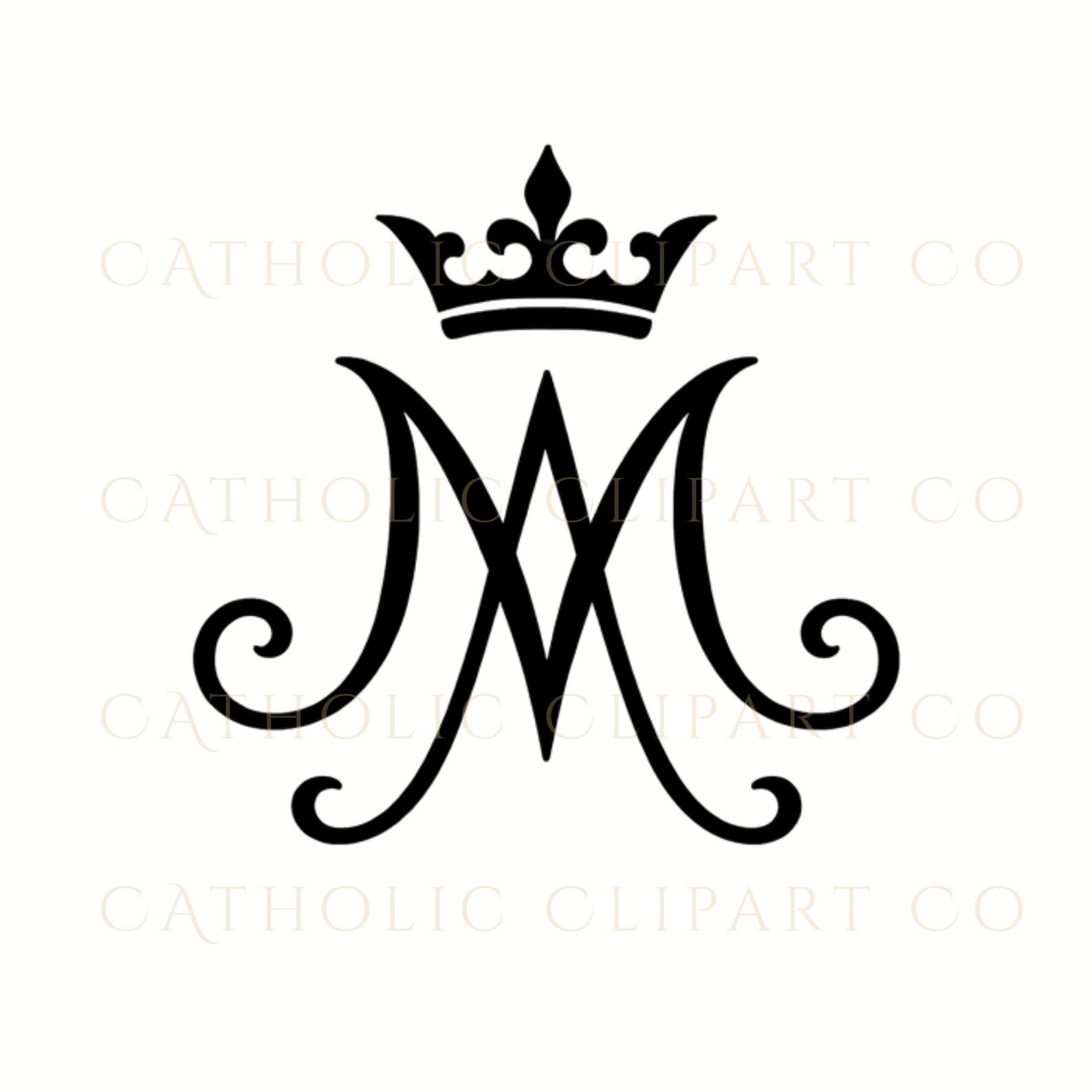 Black Marian Monogram Clipart PNG | Catholic Auspice of Mary M Logo ...