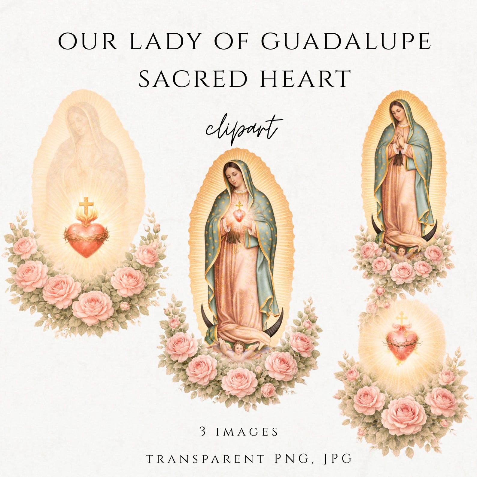Our Lady of Guadalupe Sacred Heart Clipart, Catholic Marian Devotional ...