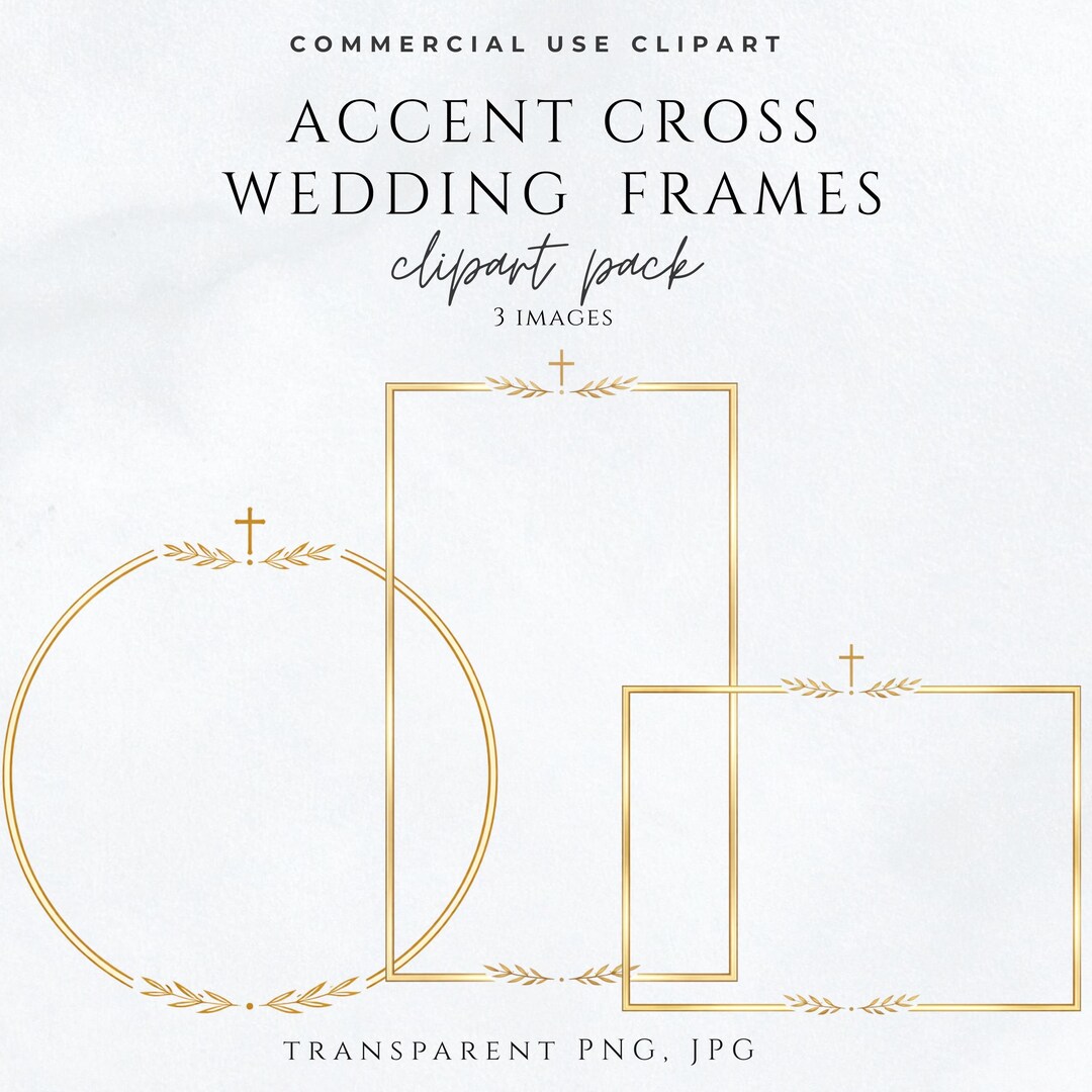 Catholic Wedding Frame Clipart PNG | Gold Cross Frame | Christian ...