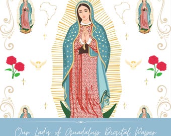 Our Lady of Guadalupe 12x12 Digital Paper, Catholic Digital Paper,Virgin Mary Digital Paper, Non Seamless Scrapbook Background,Religious PNG