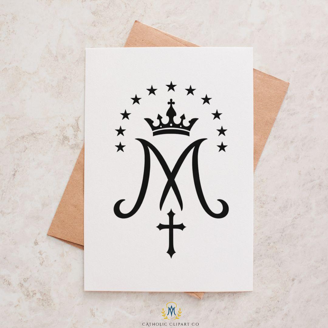 Black Marian Monogram Clipart PNG | Catholic Auspice of Mary M Logo ...