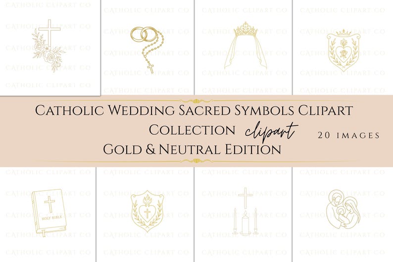 Marian monogram gold clipart for Catholic wedding designs • Monograma mariano dorado para diseños de boda católica
