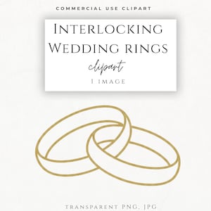 Könnte beinhalten: Goldfarbene, ineinandergreifende Hochzeitsringe als Clipart. Das Bild enthält den Text "INTERLOCKING WEDDING RINGS clipart" und "COMMERCIAL USE CLIPART". Verfügbar in transparenten PNG- und JPG-Formaten.
