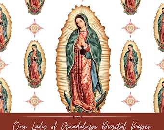 Our Lady of Guadalupe Digital Paper, Virgin Mary Catholic Digital Paper, 12x12 Watercolor OLG Scrapbook Paper,Non Seamless Printable Pattern