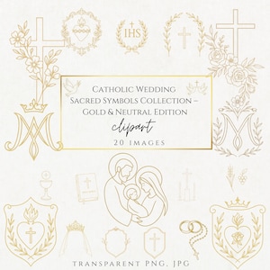 Gold Catholic wedding rings with rosary intertwined • Anillos de boda dorados con rosario entrelazado