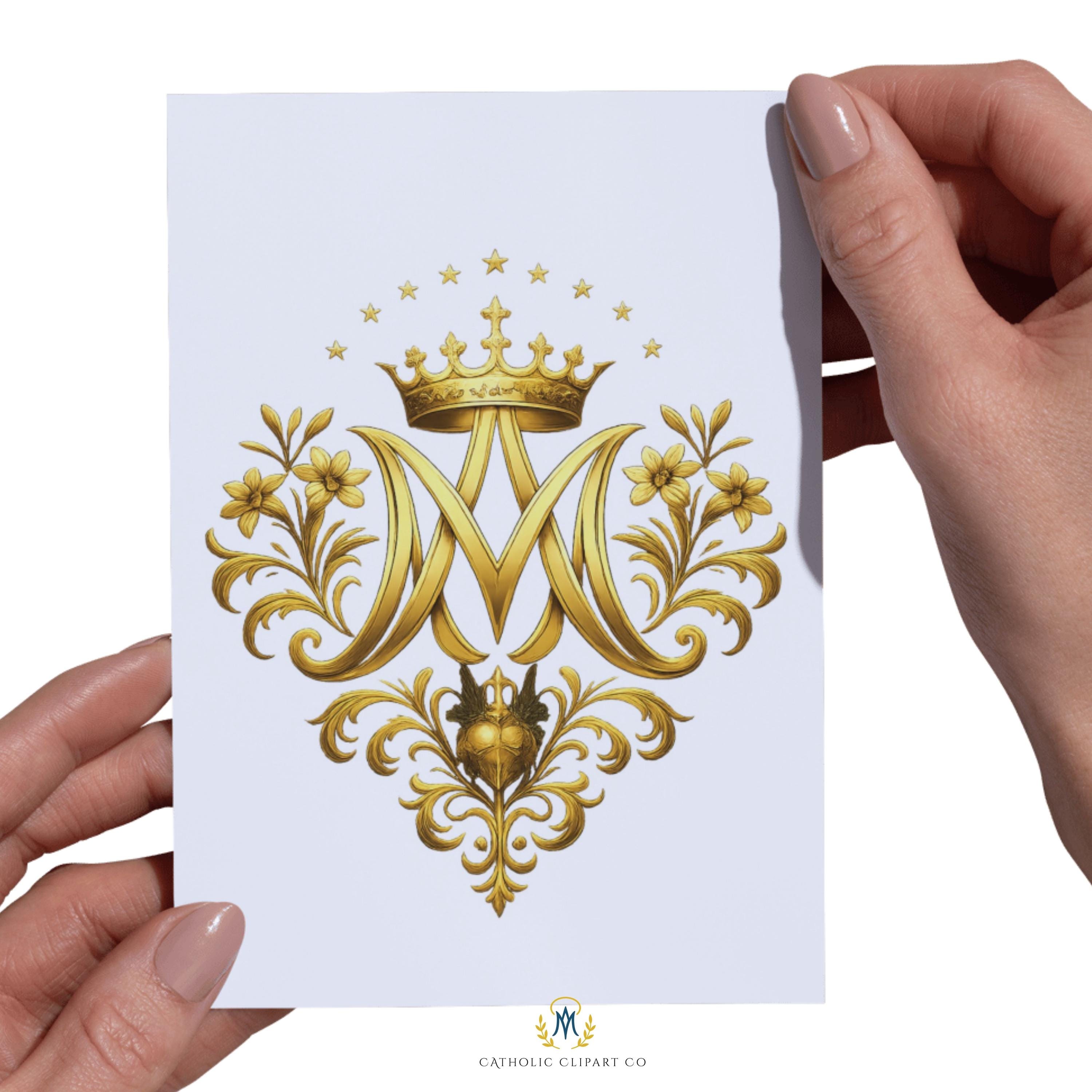 Auspice of Mary Clipart | Gold Marian Auspice Emblem | Floral