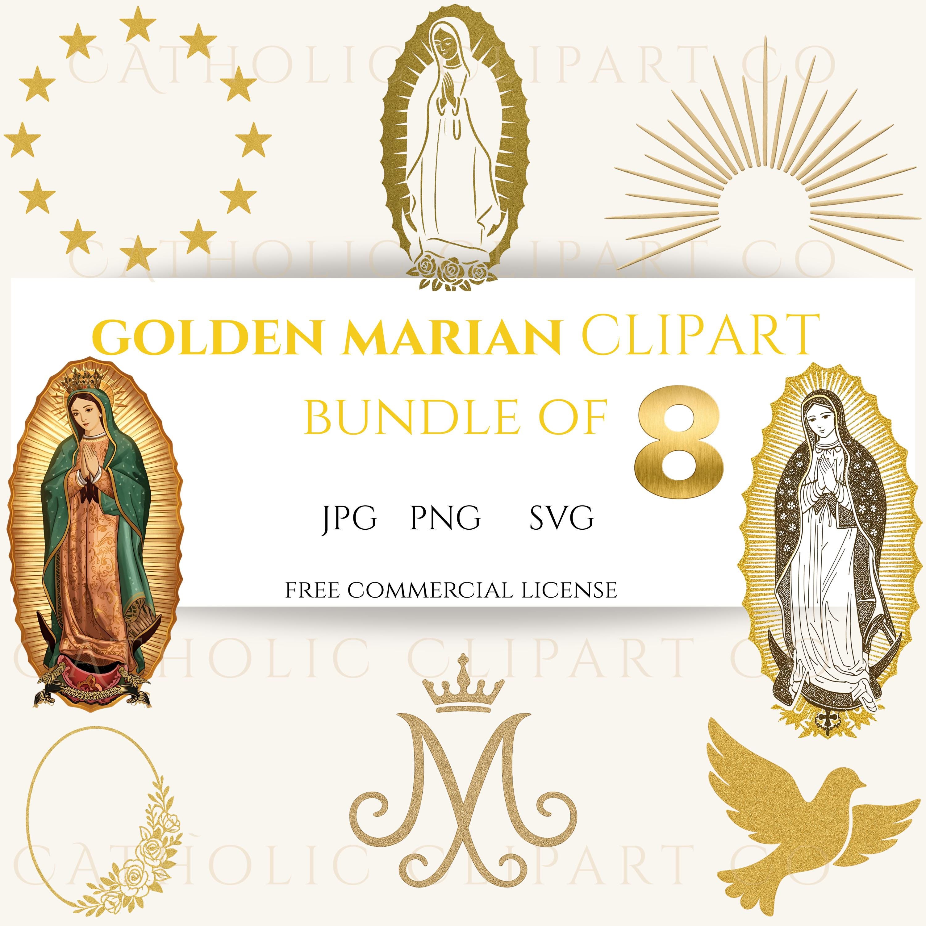 Golden Marian Clipart Bundle | Virgen De Guadalupe Virgin Mary PNG SVG ...