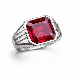 Herrring med smaragdslipad rubin, 925 sterlingsilver i statement-stil