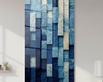 Blue Marble Tempered Glass Wall Art: Abstract Home Decor , Living Room Decoration