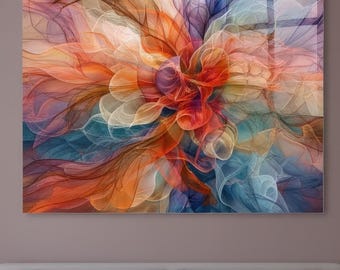 Abstract Tempered Glass Wall Art: Colorful Home Decor
