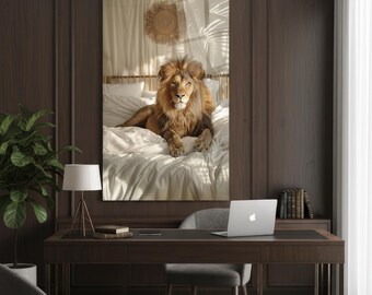 Lion Tempered Glass Wall Art: Abstract Home Decor