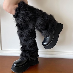 Scaldamuscoli Lunghi In Finta Pelliccia Per Donna | 40 Cm Caldi Per Stivali E Costumi, Ideali Per Halloween E Natale
