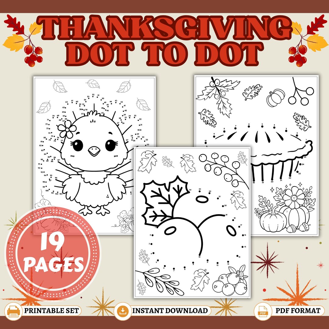Thanksgiving Dot to Dot Coloring Pages for Kids | Fun Printable ...