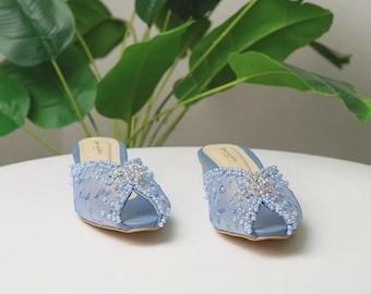 FS026 Arsy blue ice women's wedding shoes with 3 cm heels