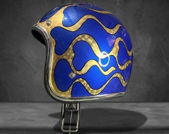 Capacete Slimhead 500TX Goldleaf Flame - Capacete personalizado feito à mão estilo motocicleta retrô