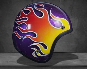 Casco Slimhead 500TX Hd Flame - Chopper Bobber hecho a mano estilo motocicleta retro