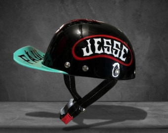 Baseball Style Motorcycle Half  Helmet Old School Biker Style