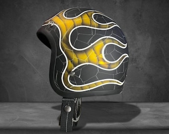 Casco Slimhead 500TX, robusto, dorado, agrietado, hecho a mano, estilo motocicleta retro.