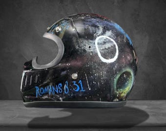 Black Galaxy Helmet Hand Painted Abstract Space Motorcycle Handmade Style Retro