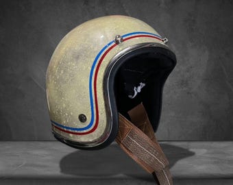 Vintage Motorcycle Helmet, Arthur Fulmer Helmet, Metallic Gold