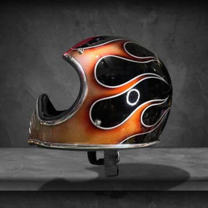 custom painted novelty motorcycle helmets Hand Helmet | Yellow Metal Beast Talgon vintage checkerboard mask .