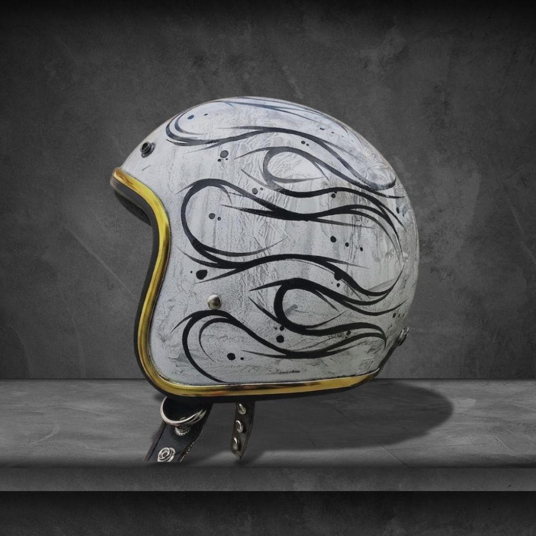 Custom Riot Flame Patina List Gold ABS Comfortable Helmet Handmade ...