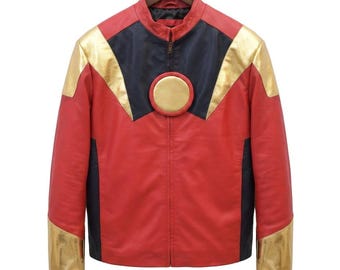 Rogueskin Handmade Men’s  Downey Jr Red Jacket|celebrity Inspired Jacket – Movie Style Leather Jacket|