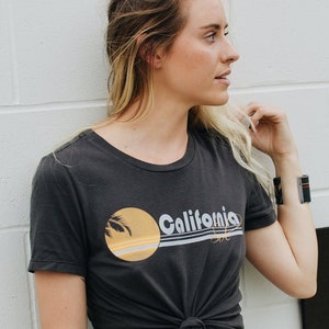 Eco-friendly California Sol Women's Seventies Style Graphic Tees By SALT AND SOL . Ethical Sustainable Eco-Fibers Slow Fashion Apparel image 1