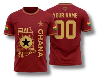 Ghana Custom Name Number Shirt, Red Soccer Fan Tee, 2026 Supporter Gift