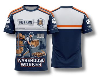 Personalized Warehouse Worker Shirt, Custom Name Polyester Tee, Logistics Staff Uniform Apparel
